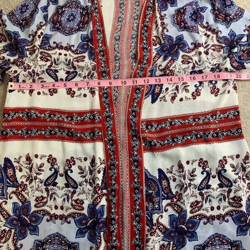 Maurices Floral Boho Kimono Women Medium Red White Blue - Picture 5 of 9